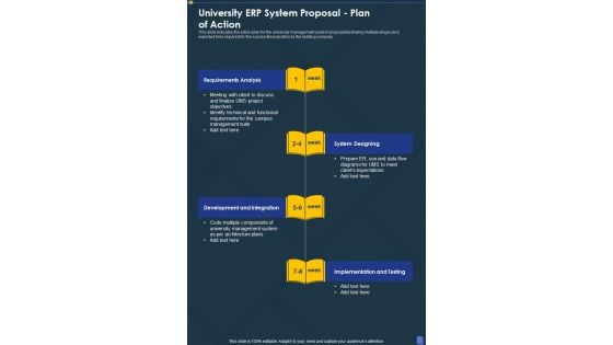 University Erp System Proposal Plan Of Action One Pager Sample Example Document