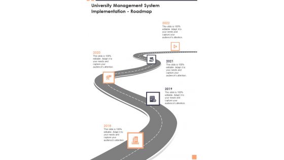 University Management System Implementation Roadmap Wd One Pager Sample Example Document