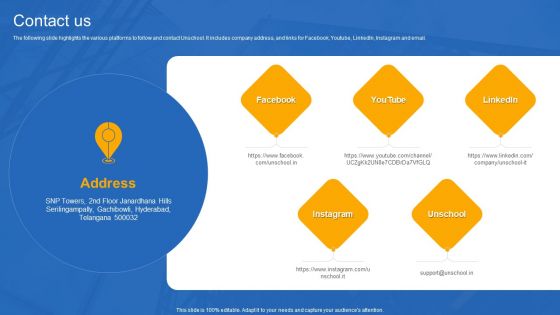 Unschool Platform Business Profile Contact Us Diagrams PDF