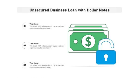 Unsecured Business Loan With Dollar Notes Ppt PowerPoint Presentation File Brochure PDF