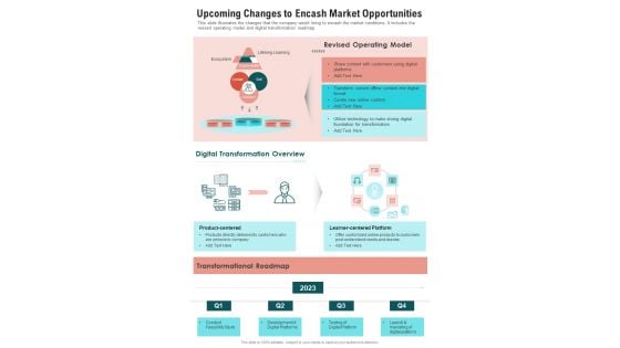 Upcoming Changes To Encash Market Opportunities One Pager Documents