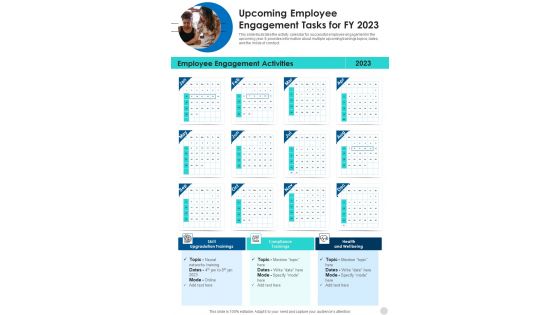 Upcoming Employee Engagement Tasks For FY 2023 One Pager Documents