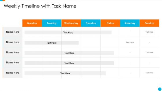 Upgrading Total Project Safety IT Weekly Timeline With Task Name Slides PDF