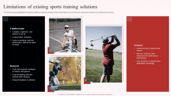 Uplift Capital Raising Pitch Deck Limitations Of Existing Sports Training Solutions Icons PDF