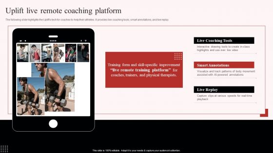 Uplift Capital Raising Pitch Deck Uplift Live Remote Coaching Platform Sample PDF