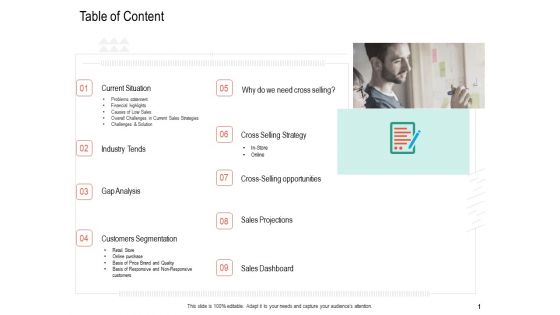 Upselling Strategies For Business Table Of Content Ppt Ideas Show PDF