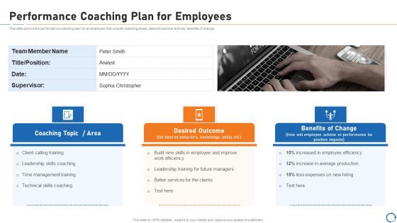 Upskill Training For Employee Performance Improvement Performance Coaching Plan For Employees Ideas PDF