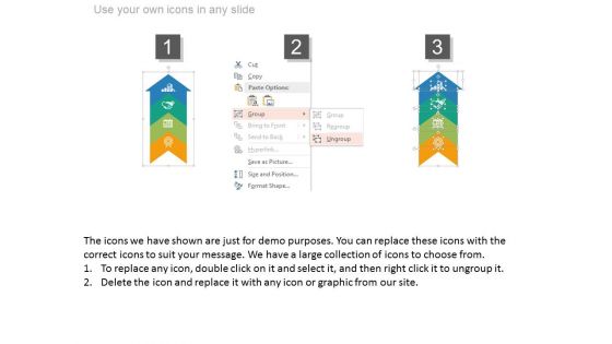 Upward Arrow With Four Business Icons PowerPoint Slides