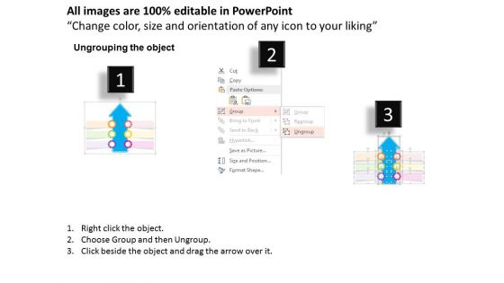 Upward Arrow With Gears And Finance Icons Powerpoint Template