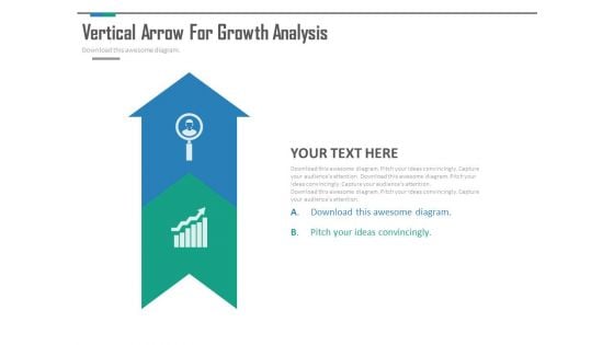 Upward Arrow With Growth Analysis Icons PowerPoint Slides