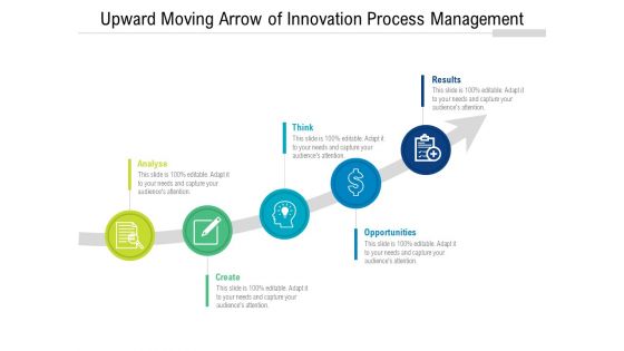 Upward Moving Arrow Of Innovation Process Management Ppt PowerPoint Presentation File Icons PDF