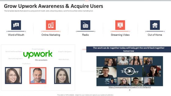 Upwork Investor Financing Grow Upwork Awareness And Acquire Users Guidelines PDF