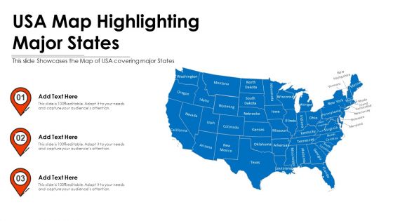 Usa Map Highlighting Major States PowerPoint Presentation Ppt Template PDF