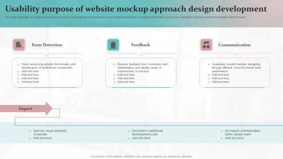 Usability Purpose Of Website Mockup Approach Design Development Background PDF