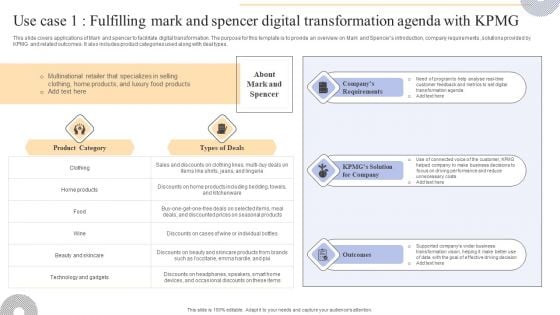 Use Case 1 Fulfilling Mark And Spencer Digital Transformation Agenda With KPMG Download PDF