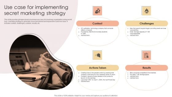 Use Case For Implementing Secret Marketing Strategy Diagrams PDF