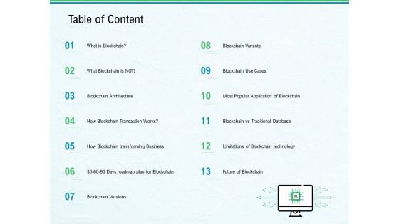 Use Case Of Blockchain Architecture Development Table Of Content Ppt Layouts Outline PDF Use Case Of Blockchain Architecture Development Table Of Content Ppt Layouts Outline PDF
