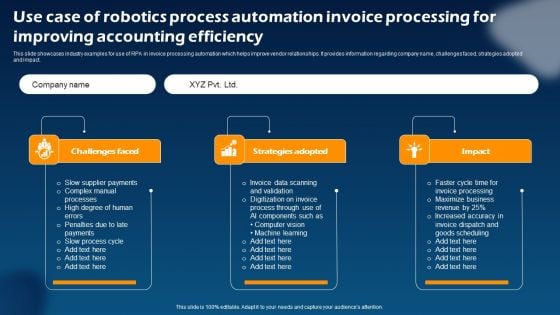Use Case Of Robotics Process Automation Invoice Processing For Improving Accounting Efficiency Topics PDF