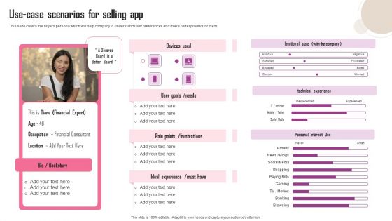 Use Case Scenarios For Selling App Ppt Styles Guide PDF
