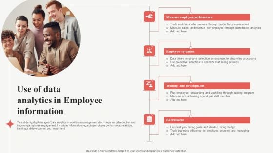 Use Of Data Analytics In Employee Information Graphics PDF