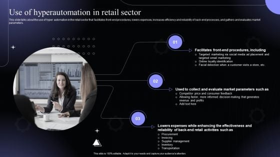 Use Of Hyperautomation In Retail Sector Hyperautomation Software Solutions IT Brochure PDF