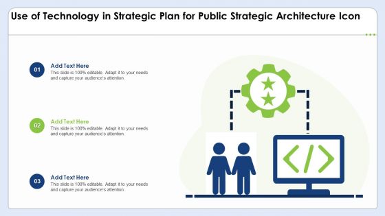 Use Of Technology In Strategic Plan For Public Strategic Architecture Icon Portrait PDF