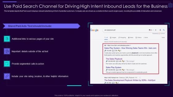 Use Paid Search Channel For Driving High Intent Inbound Leads For The Business Brochure PDF