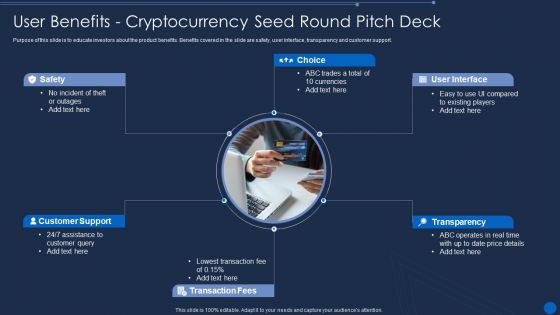 User Benefits Cryptocurrency Seed Round Pitch Deck Ideas PDF