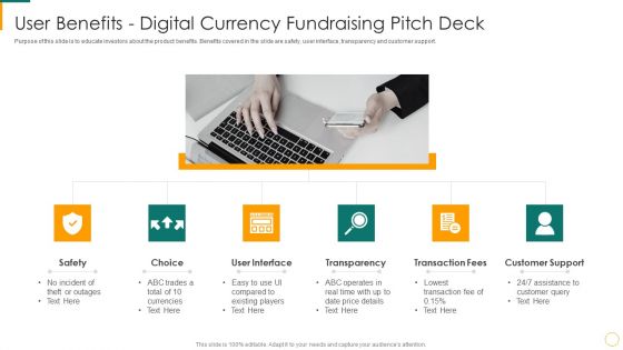 User Benefits Digital Currency Fundraising Pitch Deck Ppt Summary Shapes PDF