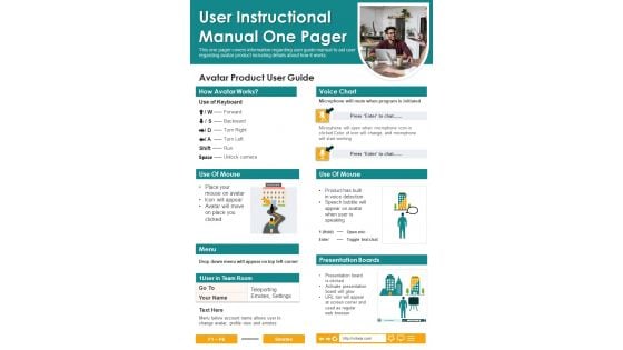 User Instructional Manual One Pager PDF Document PPT Template