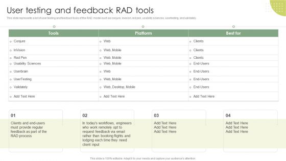 User Testing And Feedback Rad Tools Rapid Application Building RAB Model Clipart PDF