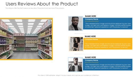Users Reviews About The Product Ppt Show Demonstration PDF