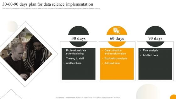 Using Data Science Technologies For Business Transformation 30 60 90 Days Plan For Data Science Implementation Infographics PDF Using Data Science Technologies For Business Transformation 30 60 90 Days Plan For Data Science Implementation Infographics PDF