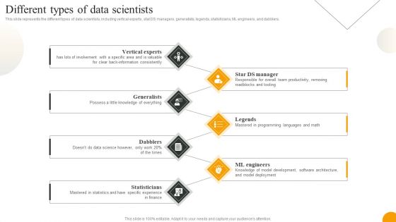 Using Data Science Technologies For Business Transformation Different Types Of Data Scientists Elements PDF