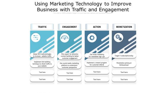 Using Marketing Technology To Improve Business With Traffic And Engagement Ppt PowerPoint Presentation Gallery Infographics PDF Using Marketing Technology To Improve Business With Traffic And Engagement Ppt PowerPoint Presentation Gallery Infographics PDF