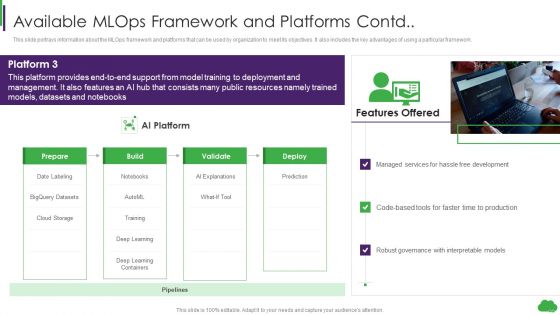 Using Ml And Devops In Product Development Process Available Mlops Framework And Platforms Contd Microsoft PDF