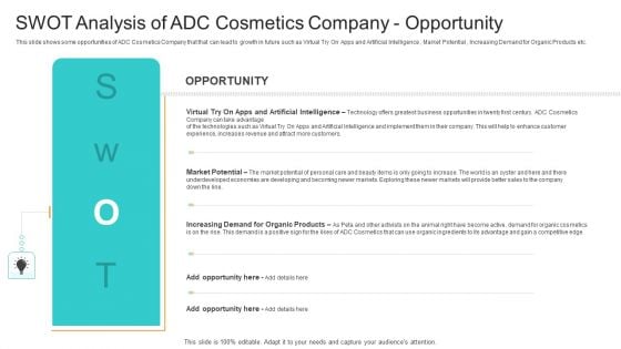 Utilization Of Current Techniques To Improve Efficiency Case Competition SWOT Analysis Of ADC Cosmetics Company Opportunity Designs PDF