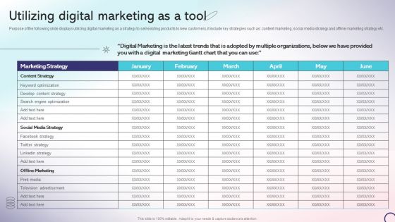 Utilizing Digital Marketing As A Tool Strategic Playbook For Internal Sales Advancement Clipart PDF