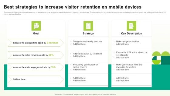 Utilizing SEO To Boost Customer Best Strategies To Increase Visitor Retention On Mobile Devices Sample PDF