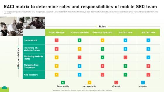 Utilizing SEO To Boost Customer Raci Matrix To Determine Roles And Responsibilities Brochure PDF