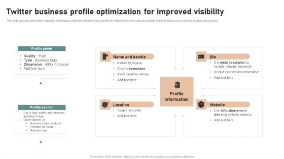 Utilizing Twitter For Social Media Twitter Business Profile Optimization For Improved Formats PDF