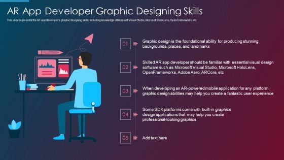 VR And AR IT AR App Developer Graphic Designing Skills Ppt Infographics Example Topics PDF