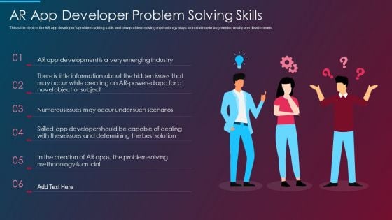 VR And AR IT AR App Developer Problem Solving Skills Ppt Slides Background Designs PDF