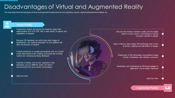 VR And AR IT Disadvantages Of Virtual And Augmented Reality Ppt Inspiration Visuals PDF