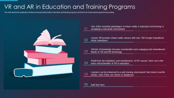 VR And AR IT VR And AR In Education And Training Programs Ppt Ideas Topics PDF