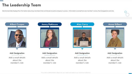 VR Startup The Leadership Team About Infographics PDF