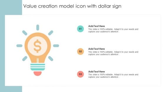 Value Creation Model Icon With Dollar Sign Infographics PDF