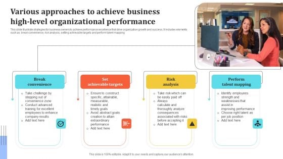 Various Approaches To Achieve Business High Level Organizational Performance Themes PDF