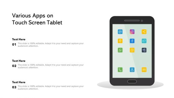 Various Apps On Touch Screen Tablet Ppt Model Example Topics PDF