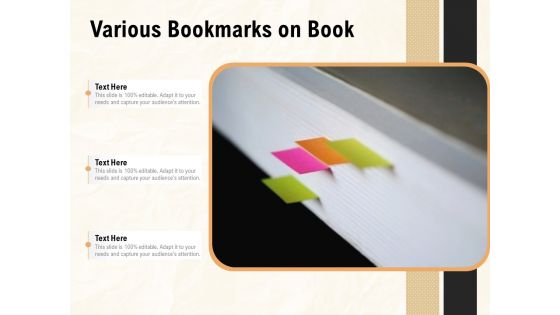 Various Bookmarks On Book Ppt PowerPoint Presentation File Clipart Images PDF